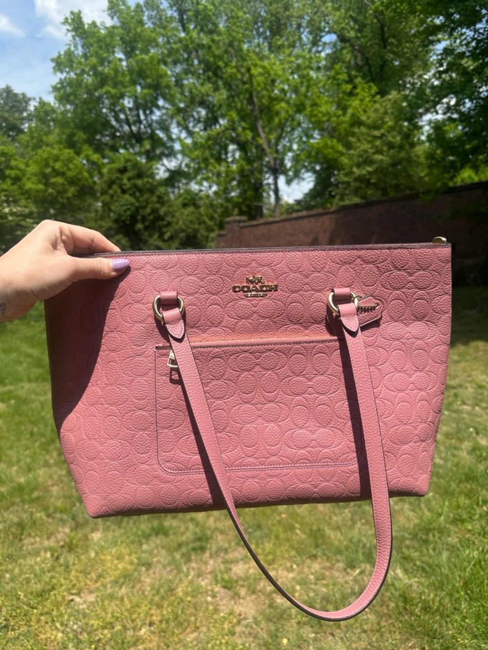 Coach Station Tote in peony pink